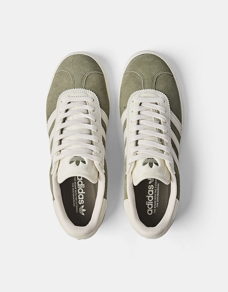 adidas Gazelle ADV Skate Shoes - Olive Strata/Chalk White/Gold Metallic