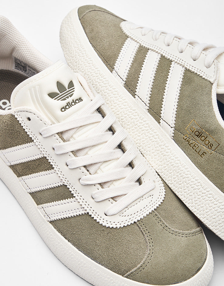 adidas Gazelle ADV Skate Shoes - Olive Strata/Chalk White/Gold Metallic