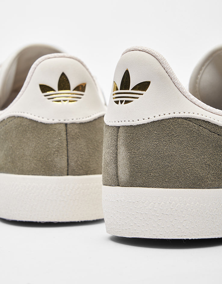 adidas Gazelle ADV Skate Shoes - Olive Strata/Chalk White/Gold Metallic
