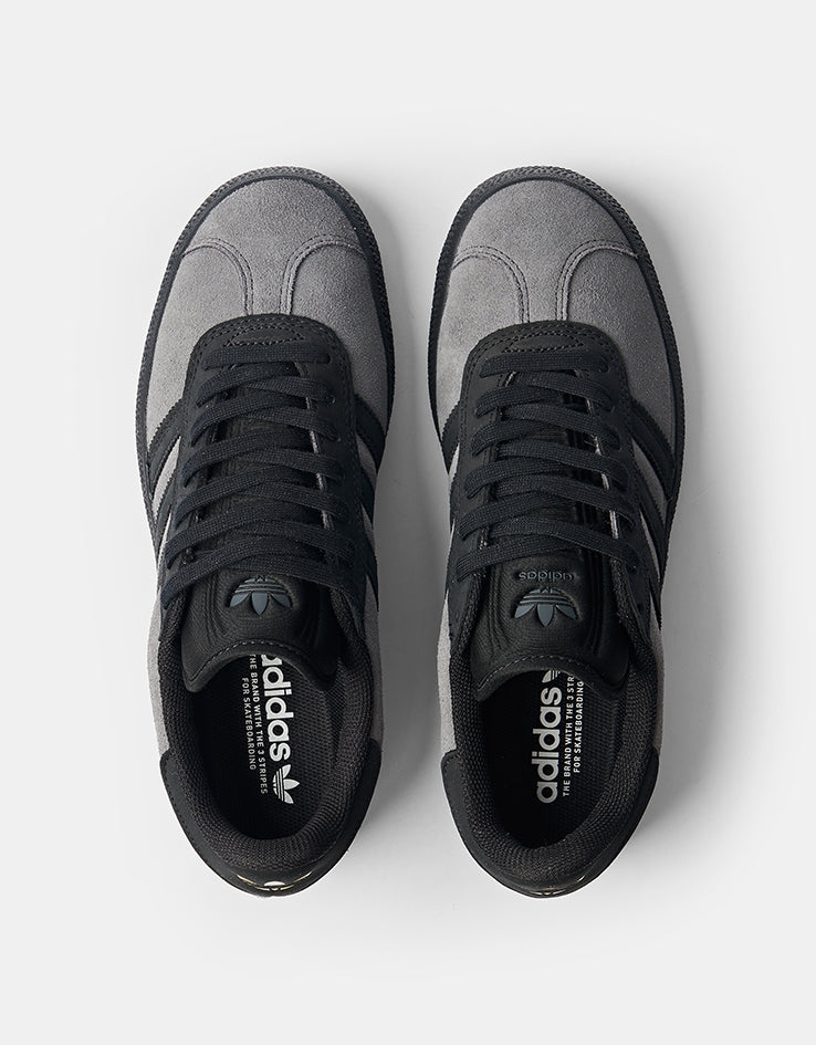 adidas Gazelle ADV Skate Shoes - Grey Six/Core Black/Gold Metallic