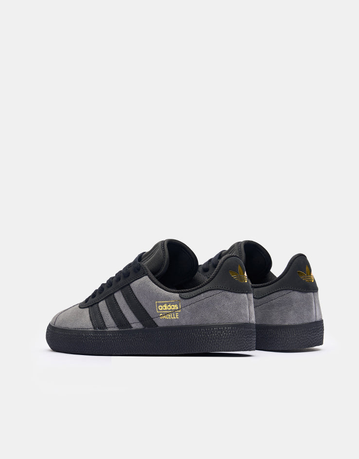 adidas Gazelle ADV Skate Shoes - Grey Six/Core Black/Gold Metallic