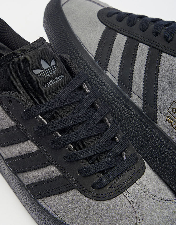 adidas Gazelle ADV Skate Shoes - Grey Six/Core Black/Gold Metallic