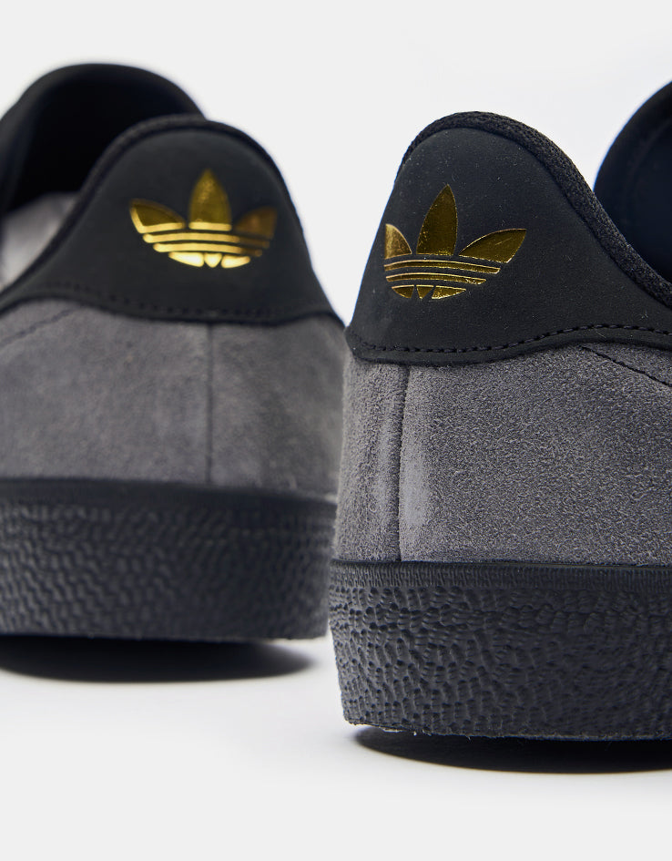 adidas Gazelle ADV Skate Shoes - Grey Six/Core Black/Gold Metallic