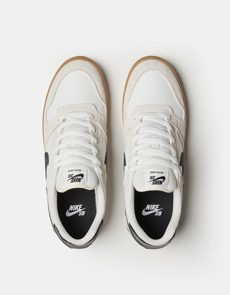 Nike SB Delta Force Vulc Skate Shoes - Summit White/Black-Gum Light Brown