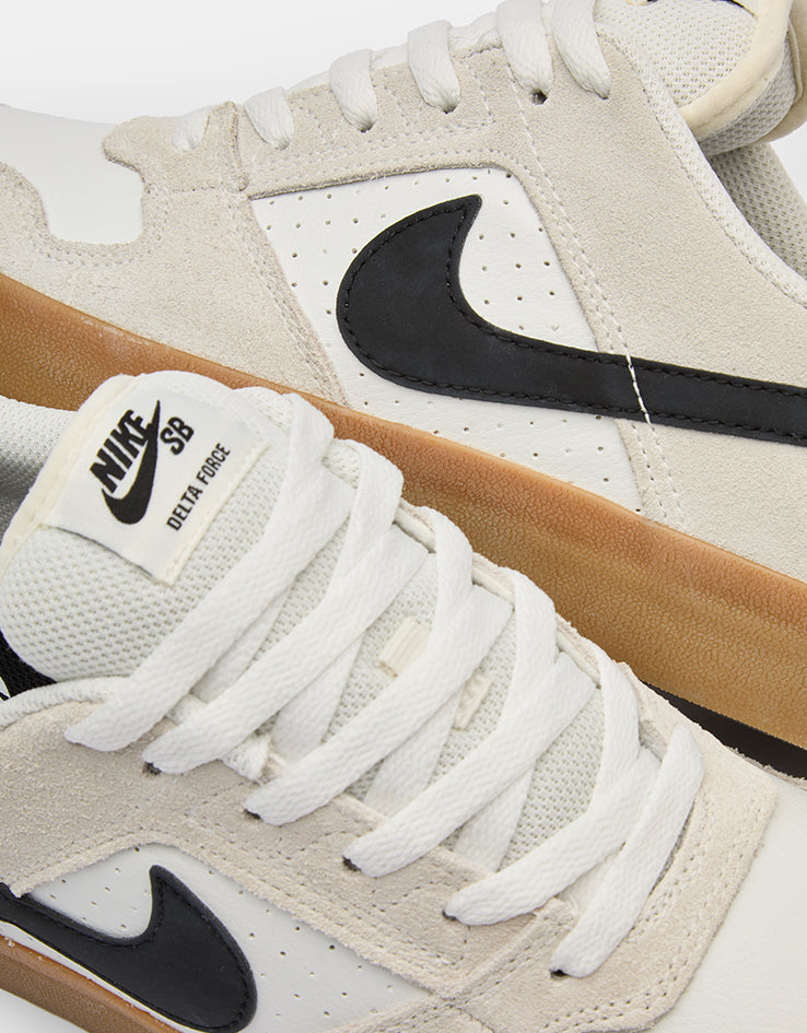 Nike SB Delta Force Vulc Skate Shoes - Summit White/Black-Gum Light Brown