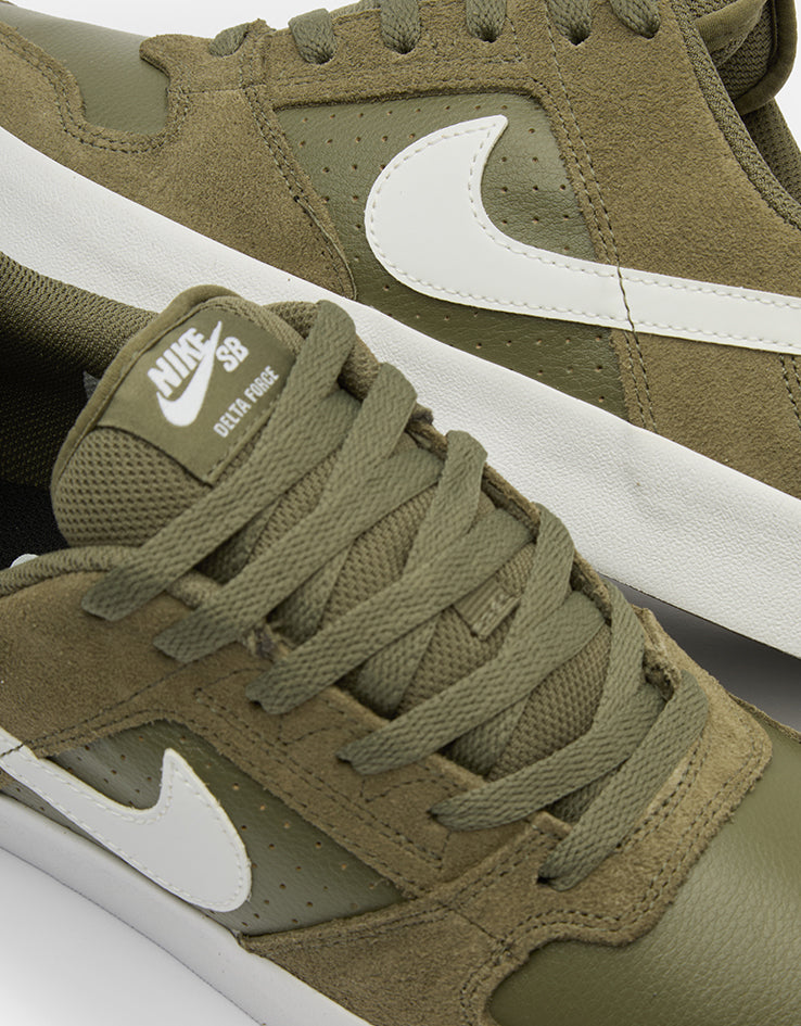 Nike SB Delta Force Vulc Skate Shoes - Medium Olive/White-Black-White