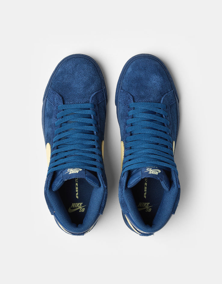 Nike SB Zoom Blazer Mid Skate Shoes - Coastal Blue/Pale Yellow-Coastal Blue