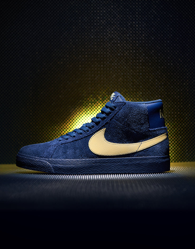 Nike SB Zoom Blazer Mid Skate Shoes - Coastal Blue/Pale Yellow-Coastal Blue