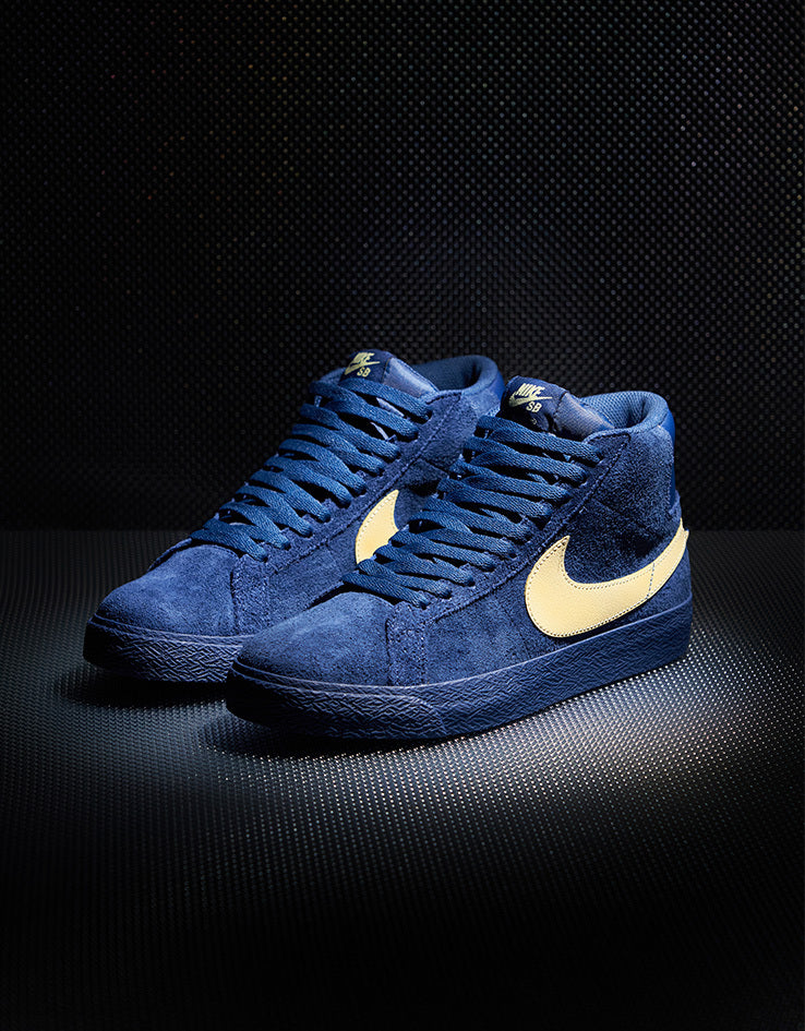 Nike SB Zoom Blazer Mid Skate Shoes - Coastal Blue/Pale Yellow-Coastal Blue