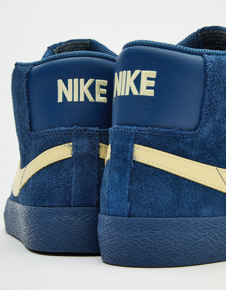 Nike SB Zoom Blazer Mid Skate Shoes - Coastal Blue/Pale Yellow-Coastal Blue