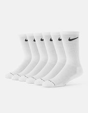 Nike Everyday Elevated 6 Pack Crew Socks - White/Black