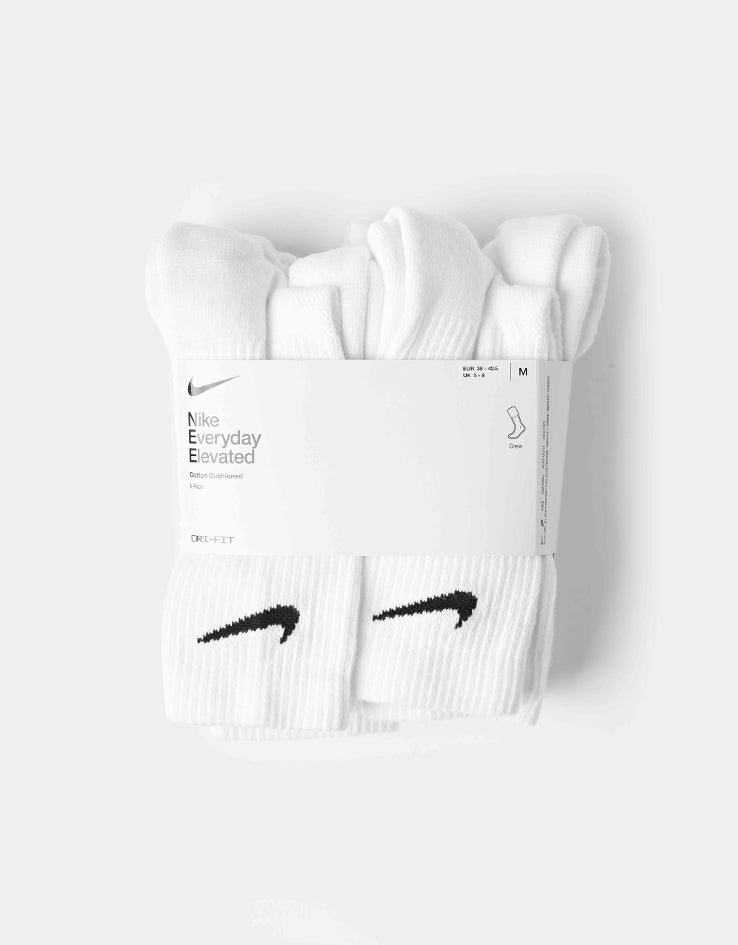 Nike Everyday Elevated 6 Pack Crew Socks - White/Black