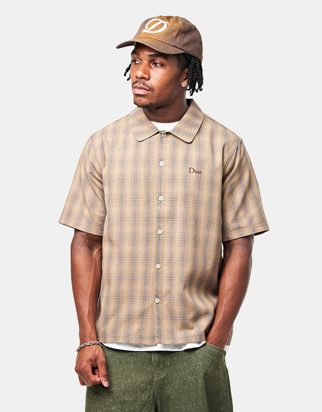 Dime MTL Plaid Button Up S/S Shirt - Brown
