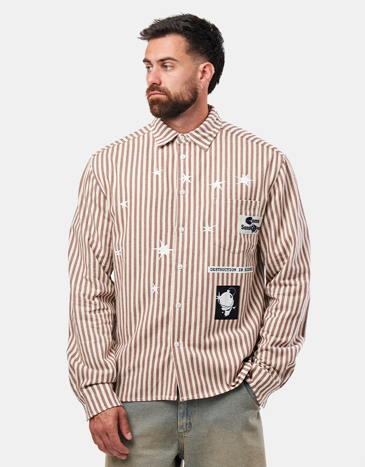 Come Sundown Destruction L/S Shirt - Brown/White