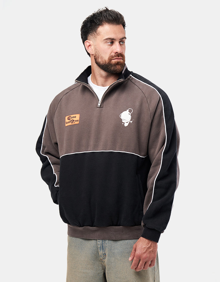 Come Sundown Destruction 1/4 Zip Fleece - Brown/Black