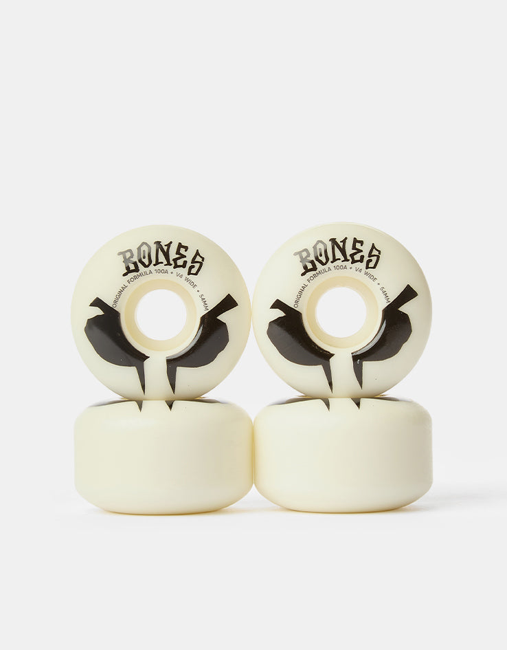 Bones OG Formula V4 Wide 100a White Skateboard Wheels