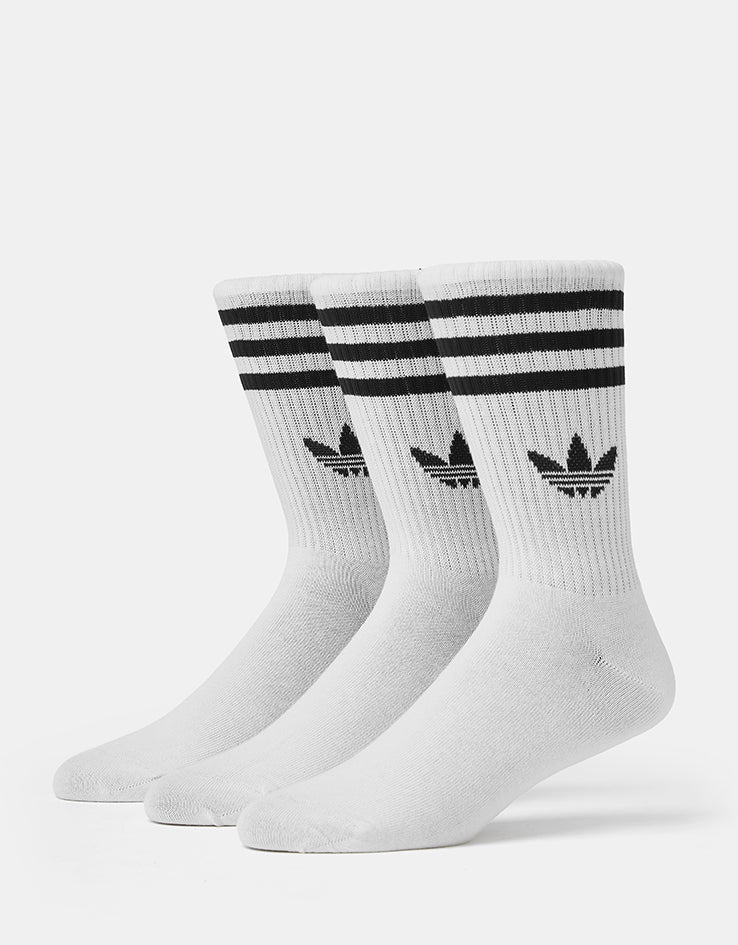 adidas 3 Stripes 3 Pack Crew Socks - White/Black