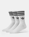 adidas 3 Stripes 3 Pack Crew Socks - White/Black