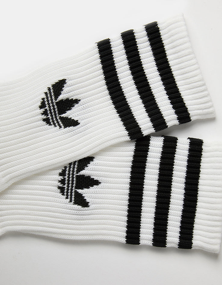 adidas 3 Stripes 3 Pack Crew Socks - White/Black