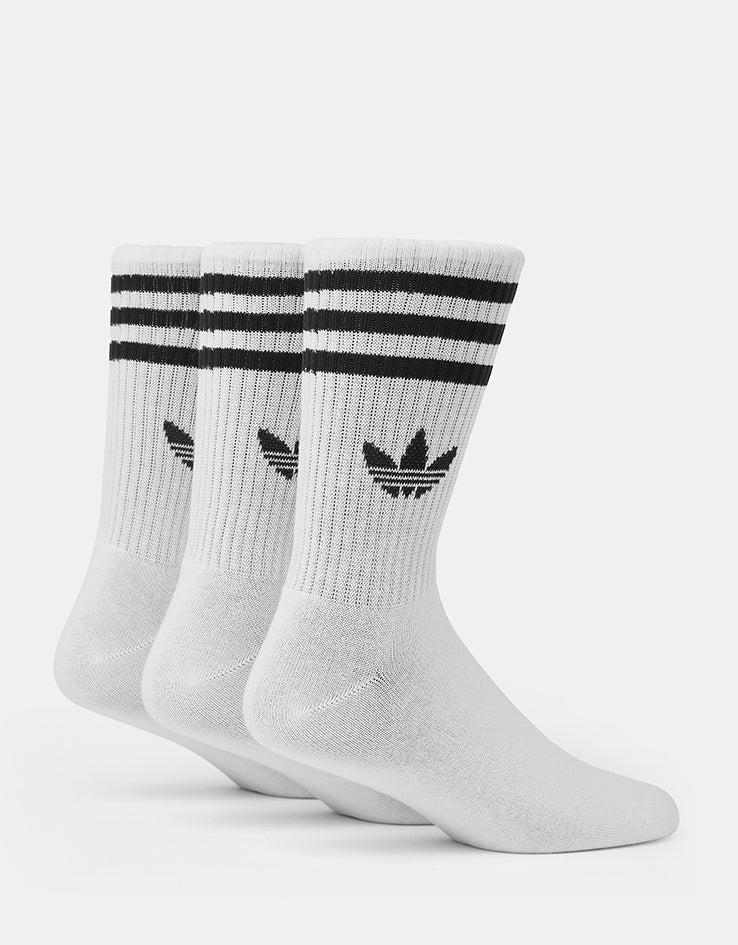 adidas 3 Stripes 3 Pack Crew Socks - White/Black