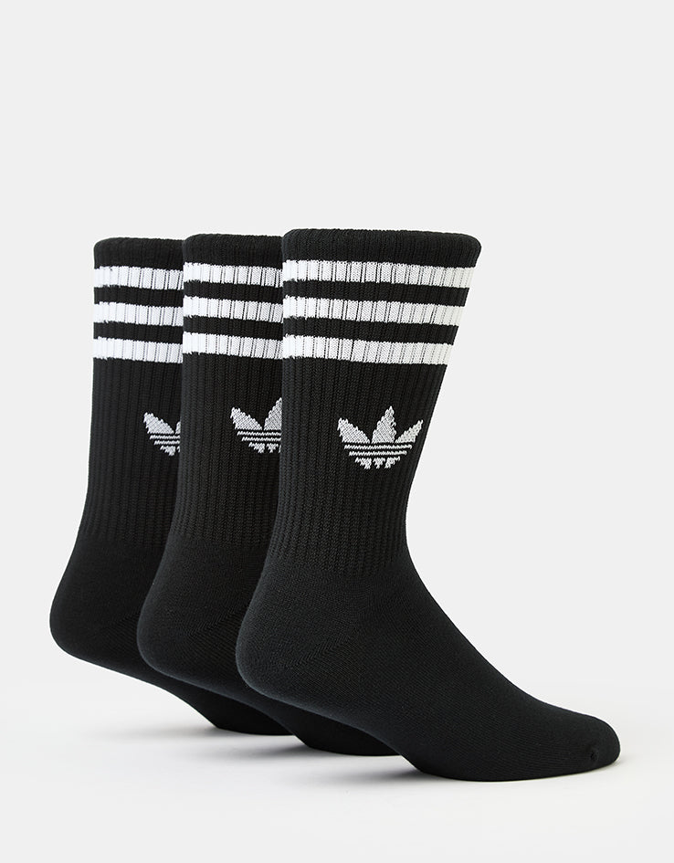 adidas 3 Stripes 3 Pack Crew Socks - Black/White