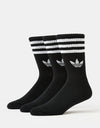 adidas 3 Stripes 3 Pack Crew Socks - Black/White