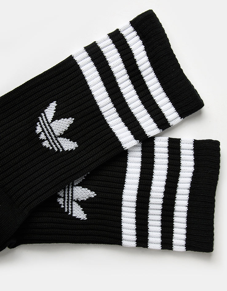 adidas 3 Stripes 3 Pack Crew Socks - Black/White