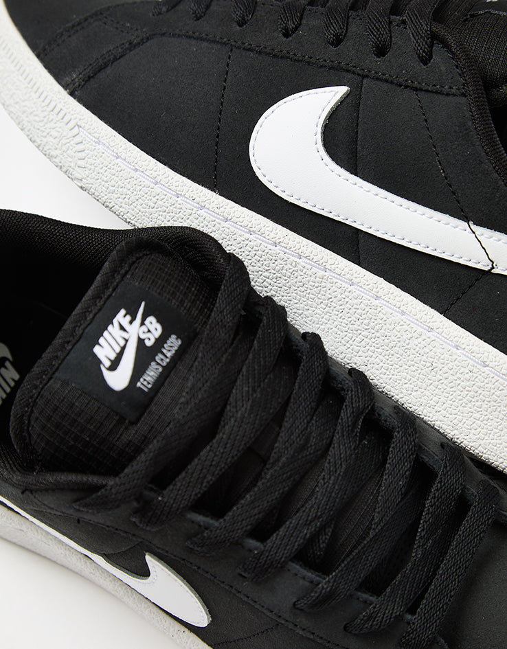 Nike SB Zoom Tennis Classic Skate Shoes - Black/White-White