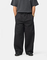 Route One Wide Leg Pleated Chino - Black