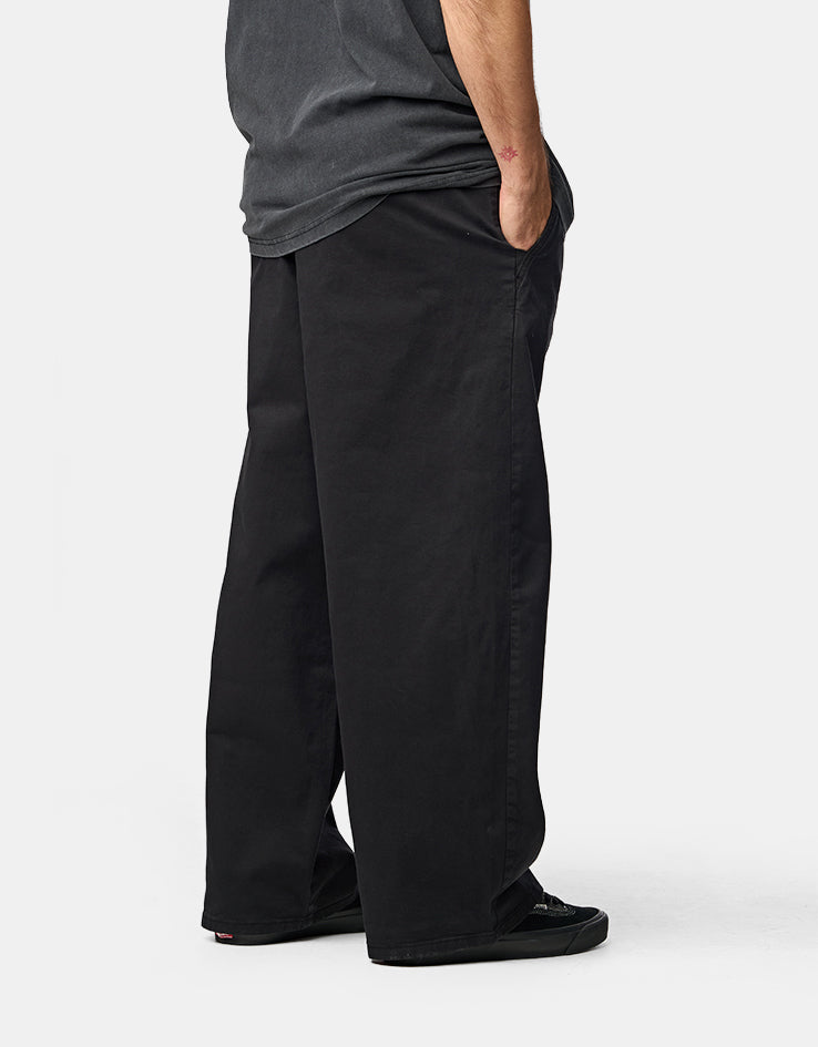 Route One Wide Leg Pleated Chino - Black