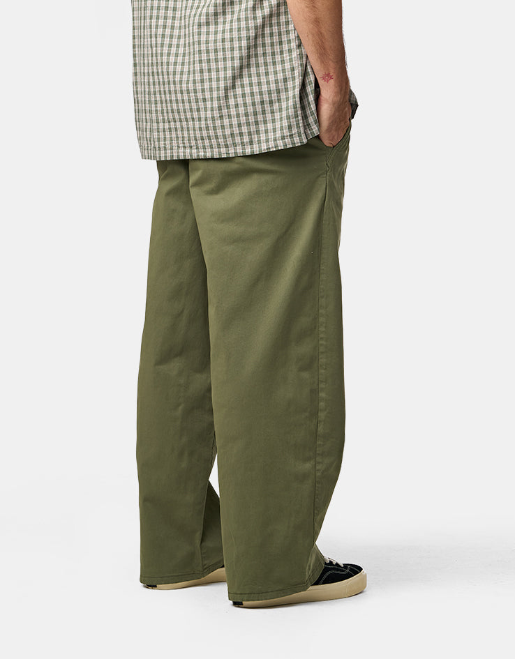 Route One Wide Leg Pleated Chino - Olive
