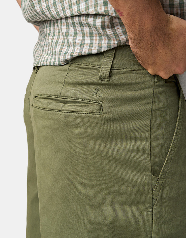 Route One Wide Leg Pleated Chino - Olive