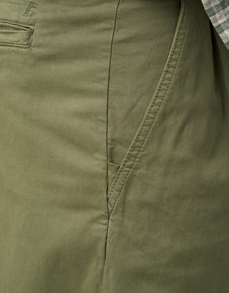 Route One Wide Leg Pleated Chino - Olive