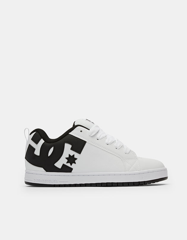 DC Court Graffik Skate Shoes - White/Black/Black