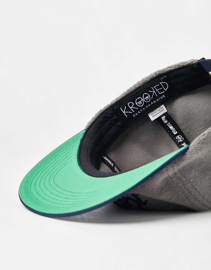 Krooked Double Ok Script Strapback Cap - Grey/Navy