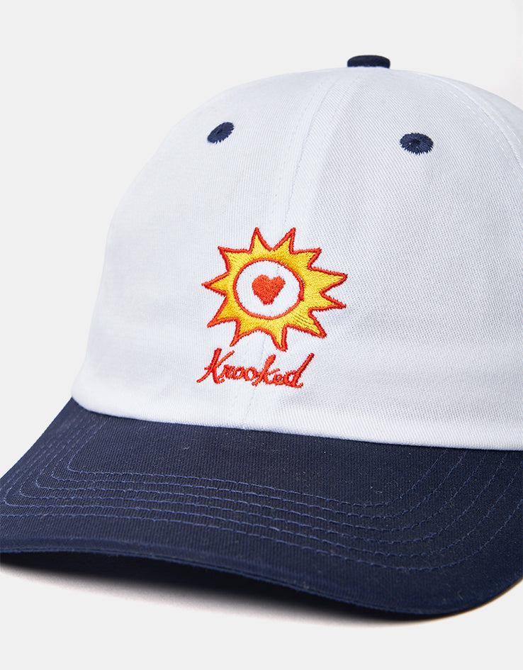 Krooked Sun Heart Strapback Cap - White/Navy