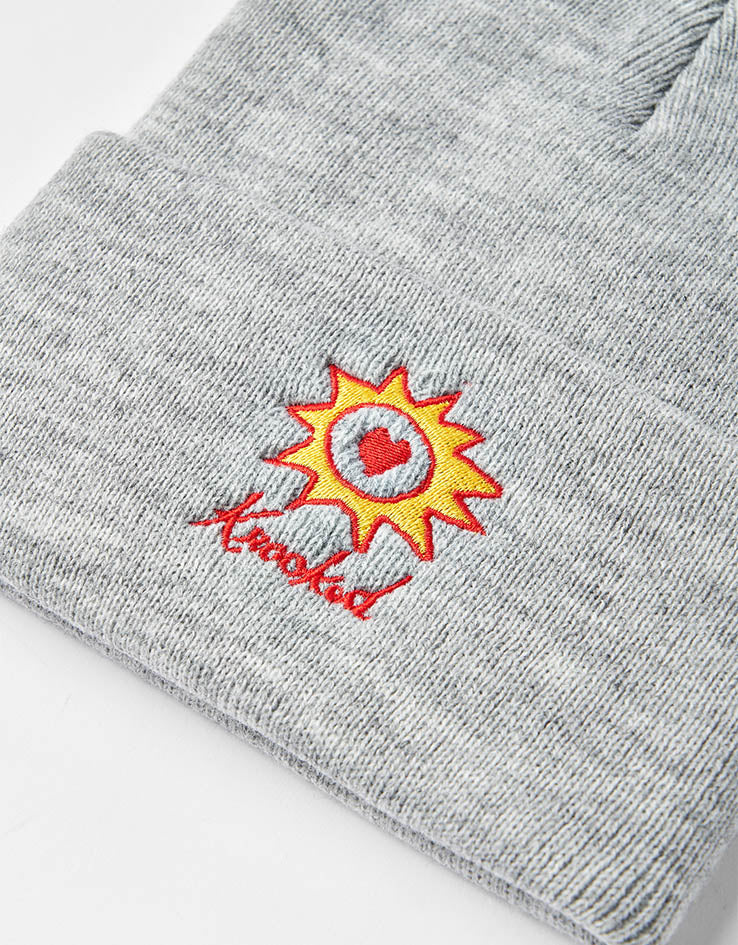 Krooked Sun Heart Beanie - Heather Grey