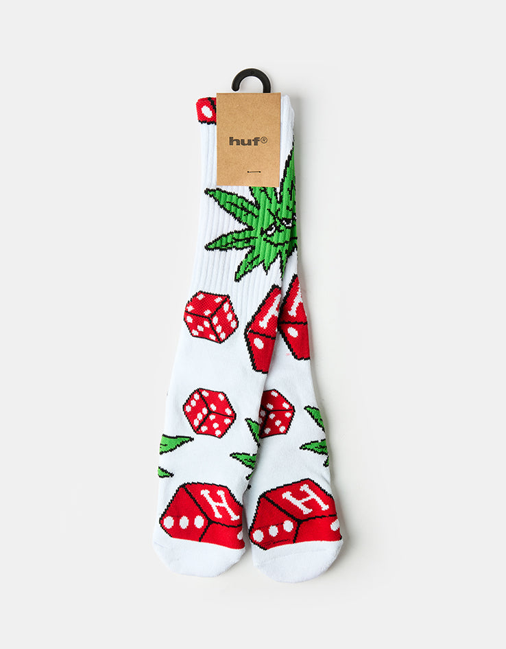HUF Dice Buddy Crew Socks - White