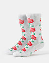 HUF Fuck It Rose Crew Socks - White