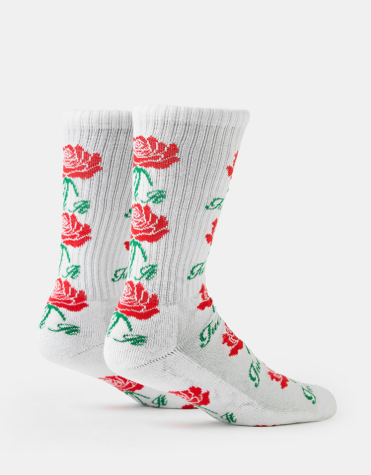 HUF Fuck It Rose Crew Socks - White