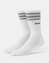 Butter Goods Stripe Crew Socks - White/Lilac