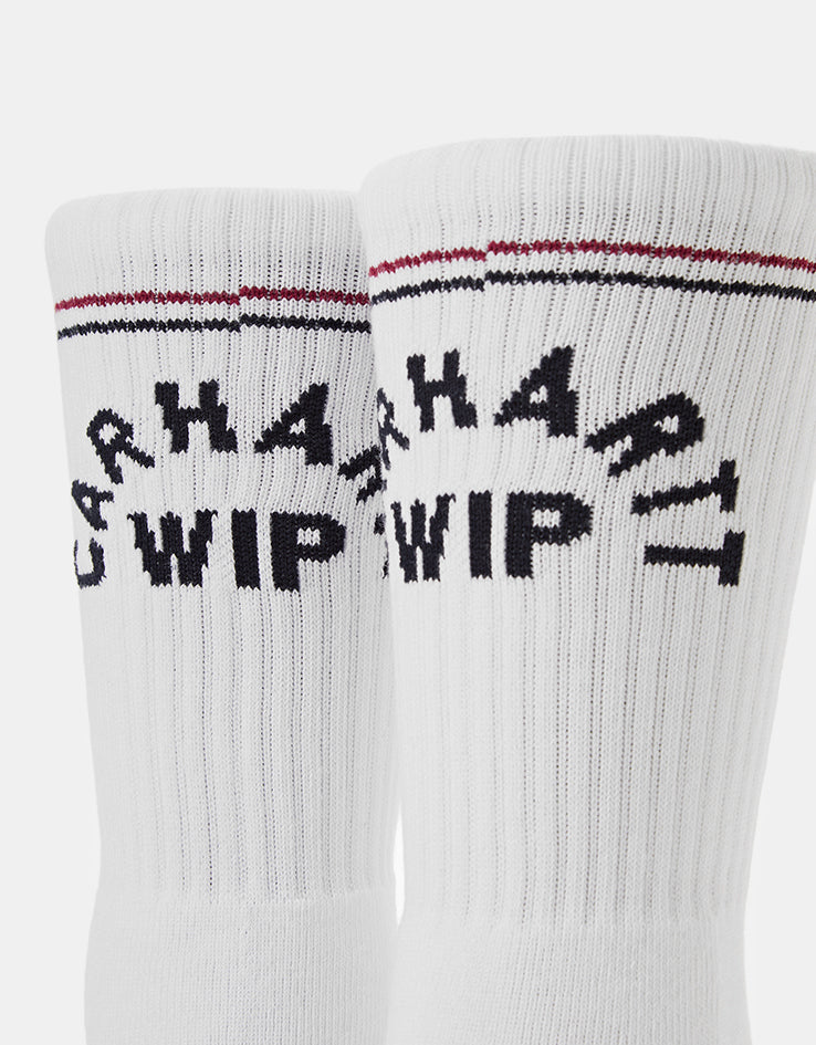 Carhartt WIP Arch Script Crew Socks - White/Dark Navy