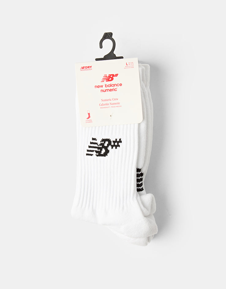 New Balance Numeric Active 3 Pack Crew Socks - White