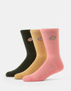 Dickies Valley Grove 3 Pack Crew Socks  - Deep Depths