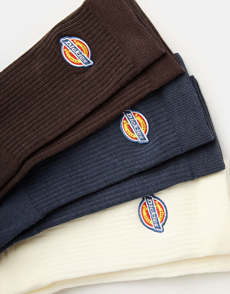Dickies Valley Grove 3 Pack Crew Socks  - Navy Blue