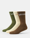 Vans Classic 3 Pack Crew Socks - Green Balsam