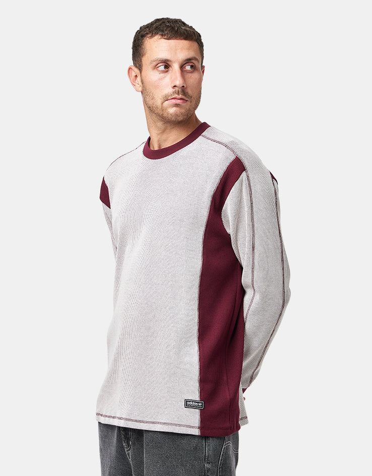 adidas FSBS Waffle L/S T-Shirt - White/Shadow Red, view 5