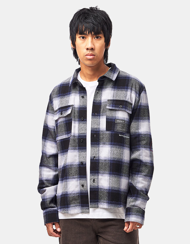 adidas x Gonz Flannel Shirt - Black/Muted Purple/Halo Silver