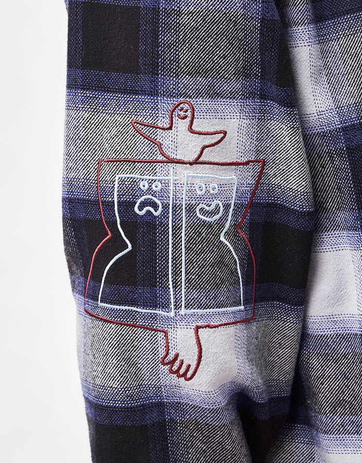 adidas x Gonz Flannel Shirt - Black/Muted Purple/Halo Silver, view 5