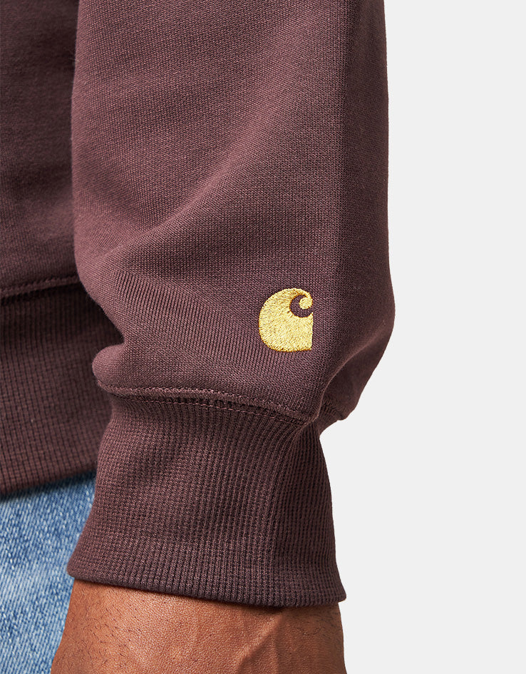 Carhartt WIP Hooded Chase Sweat - Palisander/Gold